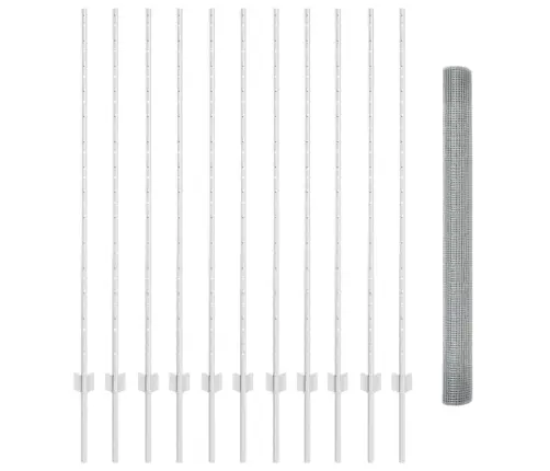 Metināts Stieņu Žogs Ar 22 U Stabiem Sudrabs 1.4X25 M Tērauds Vidaxl