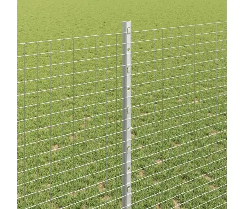 Metinātais Stieņu Žogs Ar 22 U Stabiem, Sudraba Krāsā, 1.4X25 M, Tērauds Vidaxl