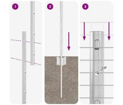 Cinkota Stieples Žogs Ar 22 U Stabiem Sudrabs 1.5X25 M Tērauds Vidaxl