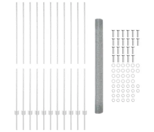Metināto Acu Žogs Ar 22 U Stabiem Sudrabs 1.6X25 M Tērauds Vidaxl
