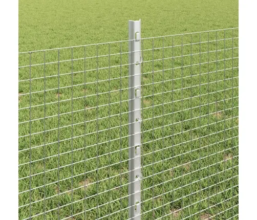 Metinātais Stieņu Žogs Ar 22 U Stabiem Sudrabs 0.6X50 M Tērauds Vidaxl