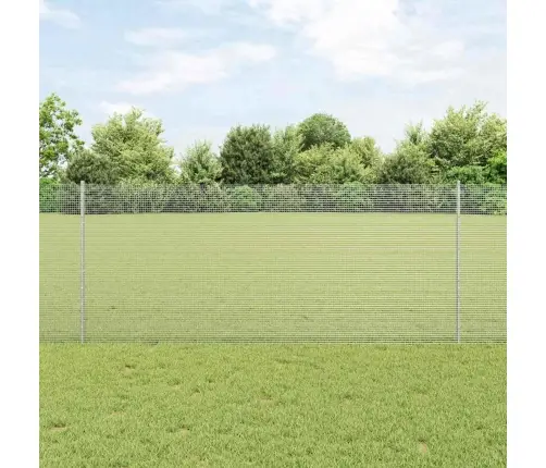 Savilkto Stieņu Žogs Ar 44 U Stabiem Sudraba 1X50 M Tērauds Vidaxl