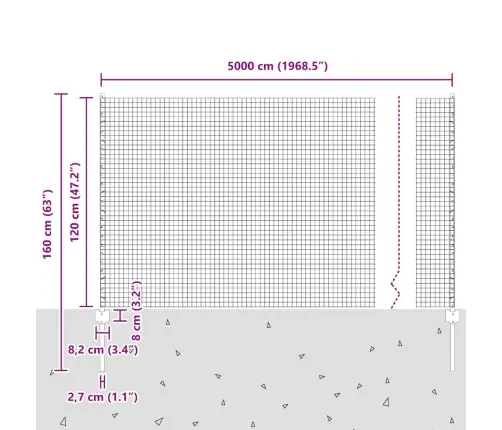 Cinkotais Stiepļu Žogs Ar 44 U Stabiem Sudrabs 1.2X50 M Tērauds Vidaxl