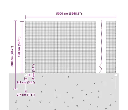 Aed Koos Postidega Hõbedane 1.5 X 50 M Teras