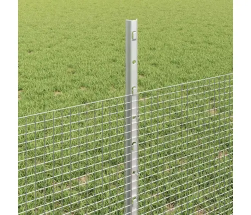 Metināto Stieņu Žogs Ar 44 U Stabiem Sudraba 0.5X100 M Tērauda Vidaxl