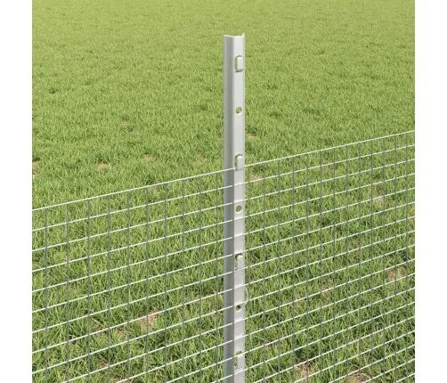 Metināto Stiepļu Žogs Ar 44 U Stabiem Sudrabā 0.5X100 M Tērauds Vidaxl