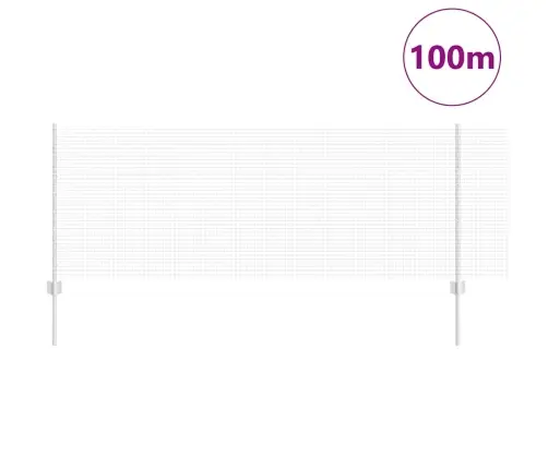 Atslēgtā Tīkla Žogs Ar 44 U Stabiem Sudrabs 0.8X100 M Tērauds Vidaxl