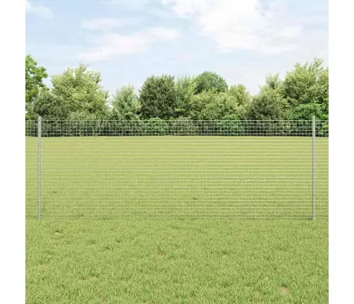 Metinātā Stieples Žogs Ar 44 U Stabiem Sudrabs 0.8X100 M Tērauds Vidaxl