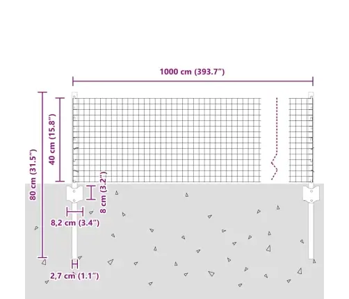 Metināts Stieples Žogs Ar 5 U Stabiņiem Zaļš 0.4X10 M Tērauds Vidaxl