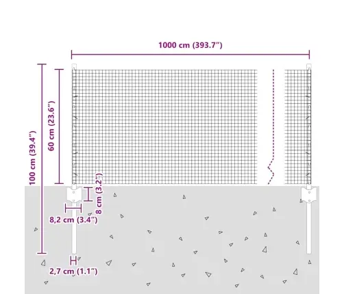 Metinātā Stieple Ar 5 U Pīlēm Zaļš 0.6X10 M Tērauds Vidaxl