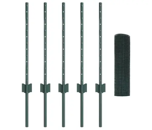 Tvora Su Stulpais Žalia 0,6 X 10 M Plienas Ir Pvc