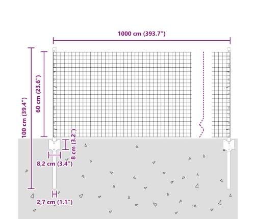 Tvora Su Stulpais Žalia 0.6 X 10 M Plienas