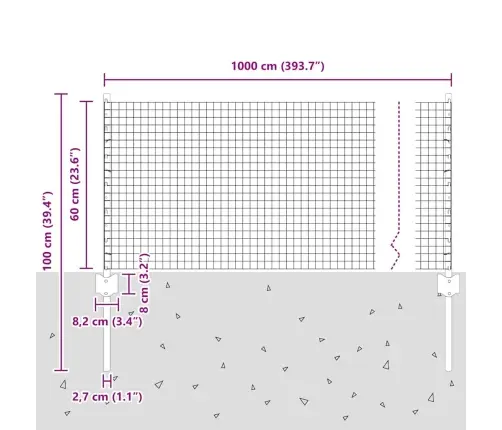 Metināta Sieta Žogs Ar 5 U Veidiem Zaļš 0.6X10 M Tērauds Vidaxl