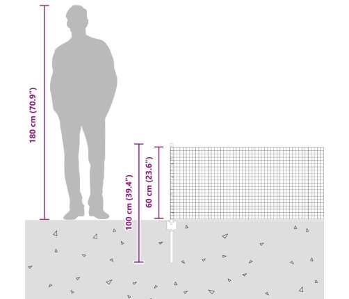 Tvora Su Stulpais Žalia 0.6 X 10 M Plienas