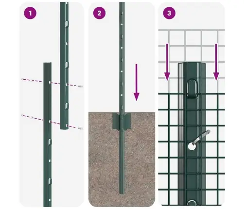 Tvora Su Stulpais Žalia 1 X 10 M Plienas Tvora Su Stulpais Žalia 1 X 10 M Plienas