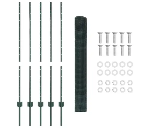 Metāla Žogs Ar 5 U Stabiem Zaļš 1.2X10 M Tērauds Vidaxl