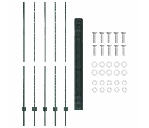 Tvora Su Stulpais Žalia 1,6 X 10 M Plienas Ir Pvc