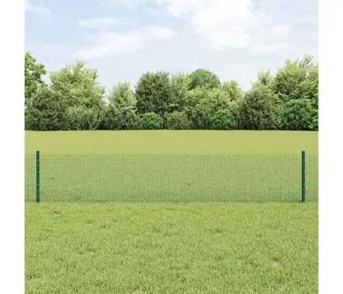 Metinātā Stieple Ar 11 U Stabiem Zaļš 0.4X25 M Tērauds Vidaxl