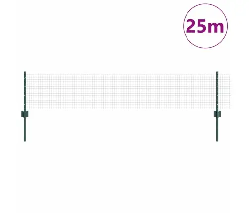 Metinātais Vadu Žogs Ar 11 U Stabiņiem, Zaļš 0.4X25 M Tērauds Vidaxl