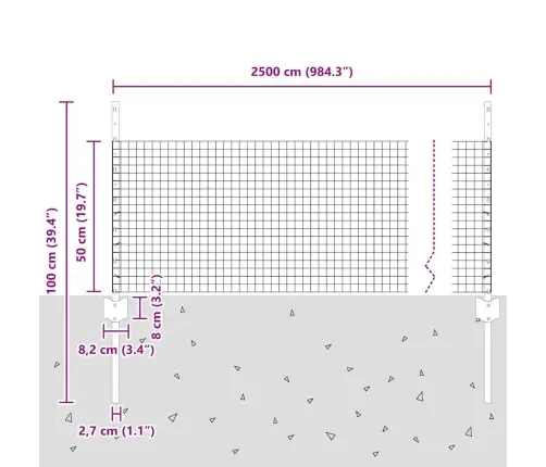 Cinkota Stieples Žogs Ar 11 U Statņiem Zaļš 0.5X25 M Tērauds Vidaxl