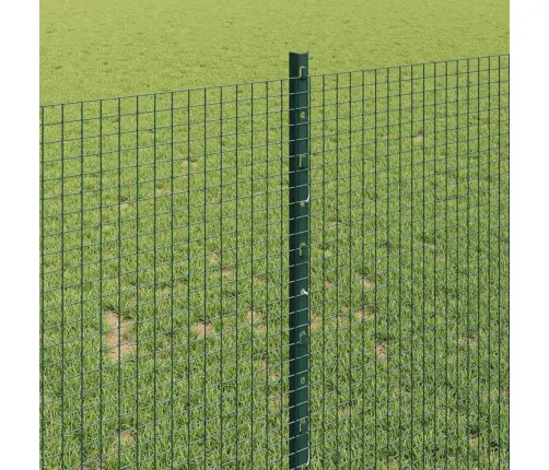 Metinātā Vadu Žogs Ar 11 U Stabiem Zaļš 1X25 M Tērauds Vidaxl