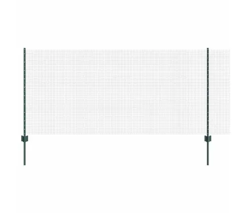 Metinātā Vadu Žogs Ar 11 U Stabiem Zaļš 1X25 M Tērauds Vidaxl