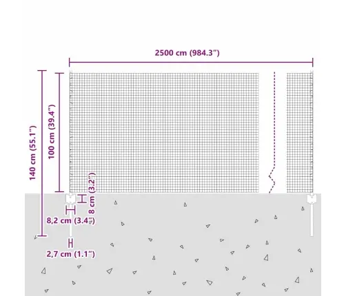 Tvora Su Stulpais Žalia 1 X 25 M Plienas