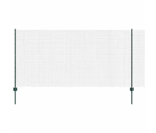 Kaldināts Metāla Žogs Ar 11 U Stabiem Zaļš 1.2X25 M Tērauds Vidaxl