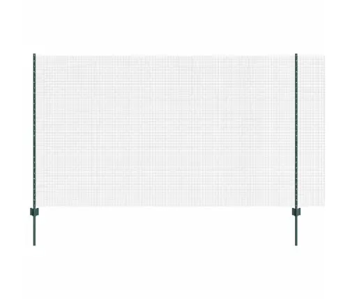 Metināta Vadu Žogs Ar 11 U Stabiem Zaļš 1.4X25 M Tērauds Vidaxl