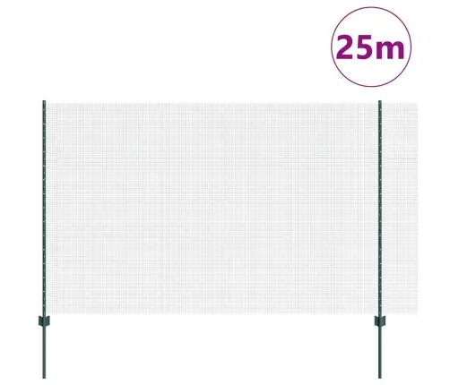 Saliekamais Metāla Žogs Ar 11 U Stabiem Zaļš 1.5X25 M Tērauds Vidaxl
