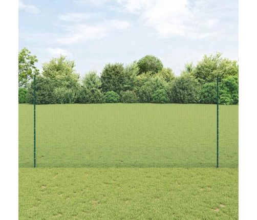 Metināta Stieņu Žogs Ar 11 U Stabiem Zaļš 1.6X25 M Tērauds Vidaxl
