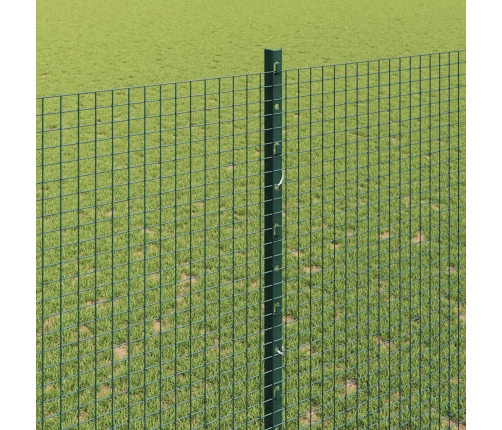 Metināta Stieņu Žogs Ar 11 U Stabiem Zaļš 1.6X25 M Tērauds Vidaxl