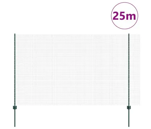 Metāla Stieplu Žogs Ar 11 U Stabiem Zaļā 1.6X25 M Tērauds Vidaxl