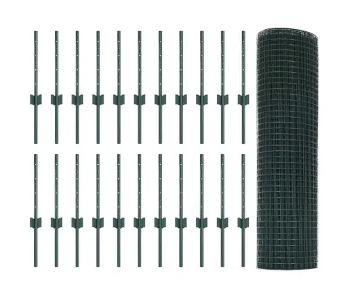 Tvora Su Stulpais Žalia 0,4 X 50 M Plienas Ir Pvc