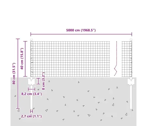 Tvora Su Stulpais Žalia 0,4 X 50 M Plienas Ir Pvc