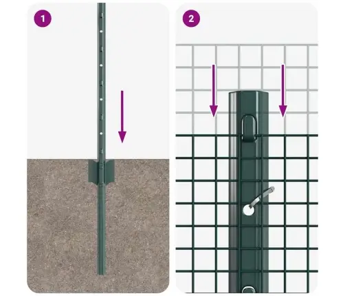 Tvora Su Stulpais Žalia 0,5 X 50 M Plienas Ir Pvc