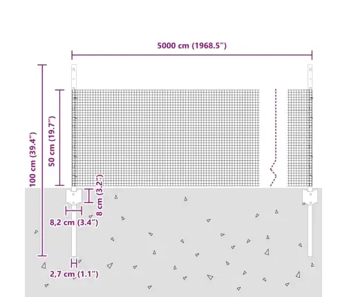 Tvora Su Stulpais Žalia 0,5 X 50 M Plienas Ir Pvc