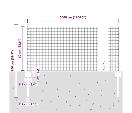 Tvora Ir Stulpas Žalia 0,6 X 50 M Plienas
