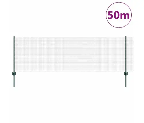 Metinātās Stieples Žogs Ar 22 U Postamentiem, Zaļš, 0,8X50 M, Tērauds Vidaxl Metinātās Stieples Žogs Ar 22 U Postamentiem, Zaļš, 0,8X50 M, Tērauds Vidaxl