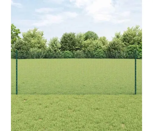 Metinātais Stieņu Žogs Ar 22 U Stabiem Zaļš 0.8X50 M Tērauds Vidaxl