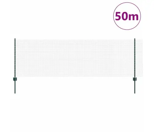 Metinātais Stieņu Žogs Ar 22 U Stabiem Zaļš 0.8X50 M Tērauds Vidaxl