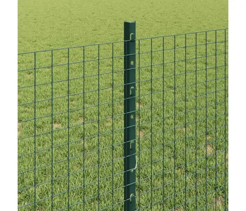 Metināts Stieples Žogs Ar 22 U Stabiem Zaļš 0.8X50 M Tērauds Vidaxl