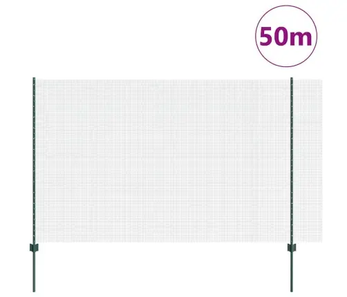 Metināta Stieples Sēta Ar 22 U Stabiem Zaļā 1.5X50 M Tērauda Vidaxl
