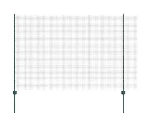 Metinātā Stieņu Siena Ar 22 U Stabiem, Zaļa 1.5X50 M Tērauda Vidaxl