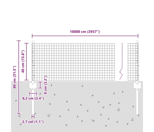 Metināts Vadu Žogs Ar 44 U Stabiem Zaļš 0.4X100 M Tērauds Vidaxl