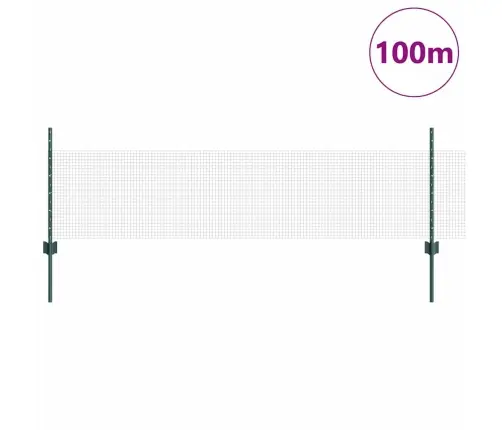 Metinātais Stieples Žogs Ar 44 U Stabiem Zaļš 0.5X100 M Tērauds Vidaxl