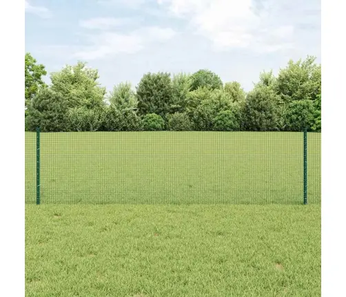 Metināta Stieples Žogs Ar 44 U Stabiem Zaļā 0.6X100 M Tērauda Vidaxl