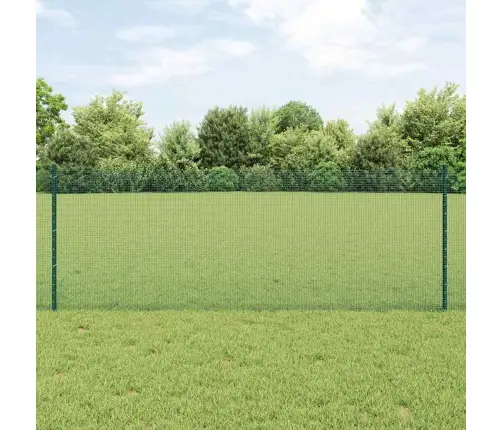 Metinātais Stieples Žogs Ar 44 U Stabiem Zaļš 0.8X100 M Tērauds Vidaxl