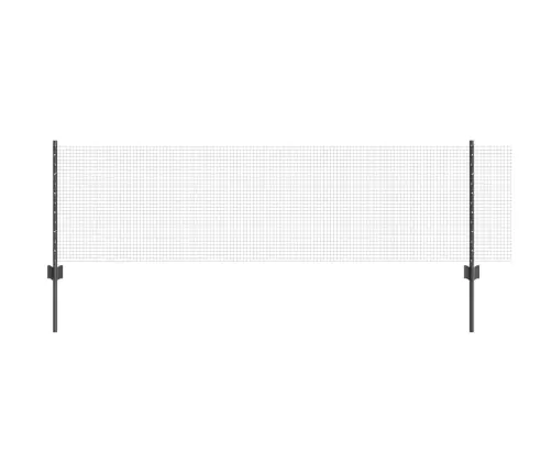 Metināts Stieņu Žogs Ar 5 U Stiprinājumiem, Pelēks 0.6X10 M Tērauds Vidaxl