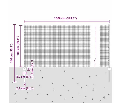 Vistas Acu Žogu Komplekts 2 Gab. Pelēks Metāls 10 X 1 M Žogs Vidaxl